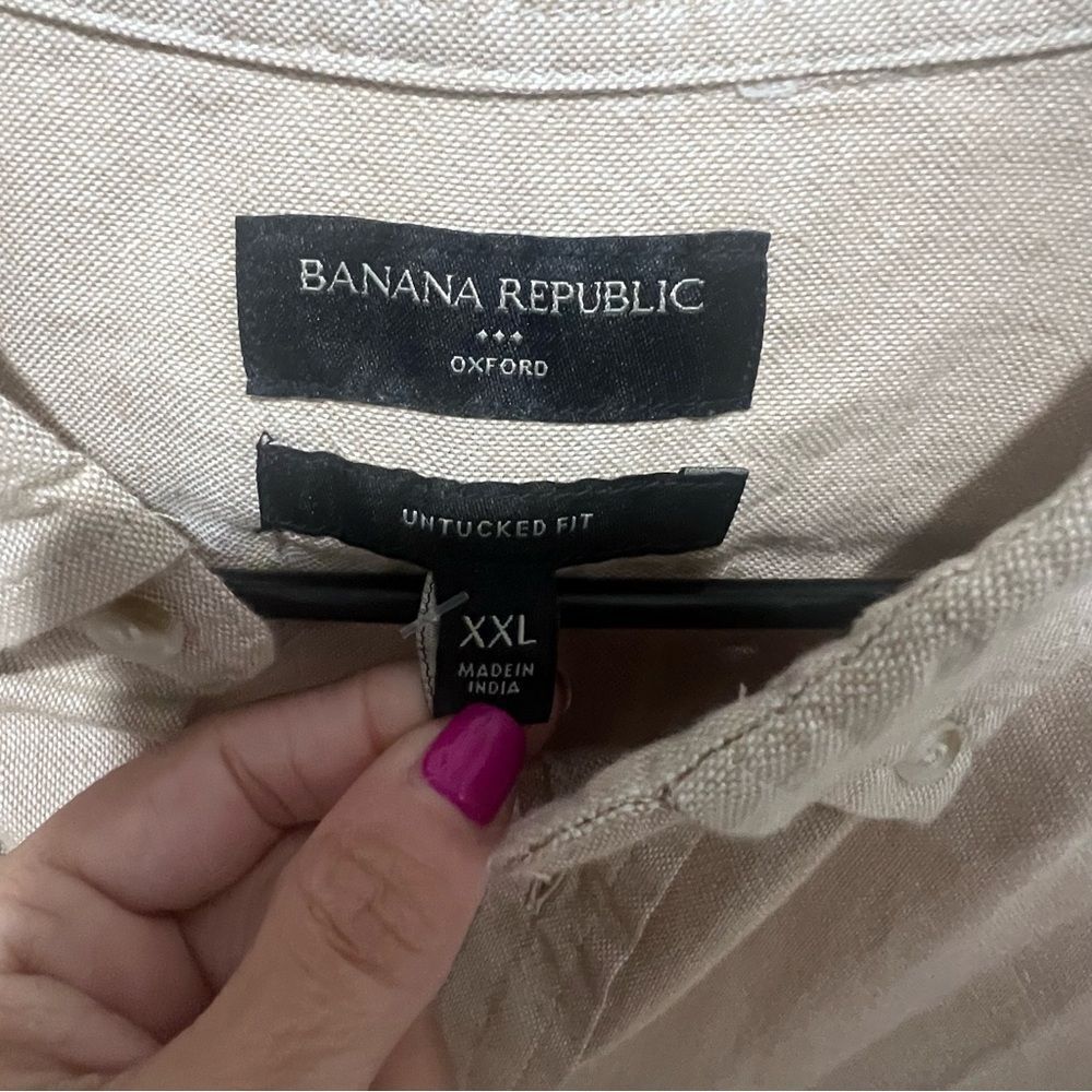 NWT Men's banana republic button down long sleeve collard shirt xxl untucked fit - Picture 3 of 8